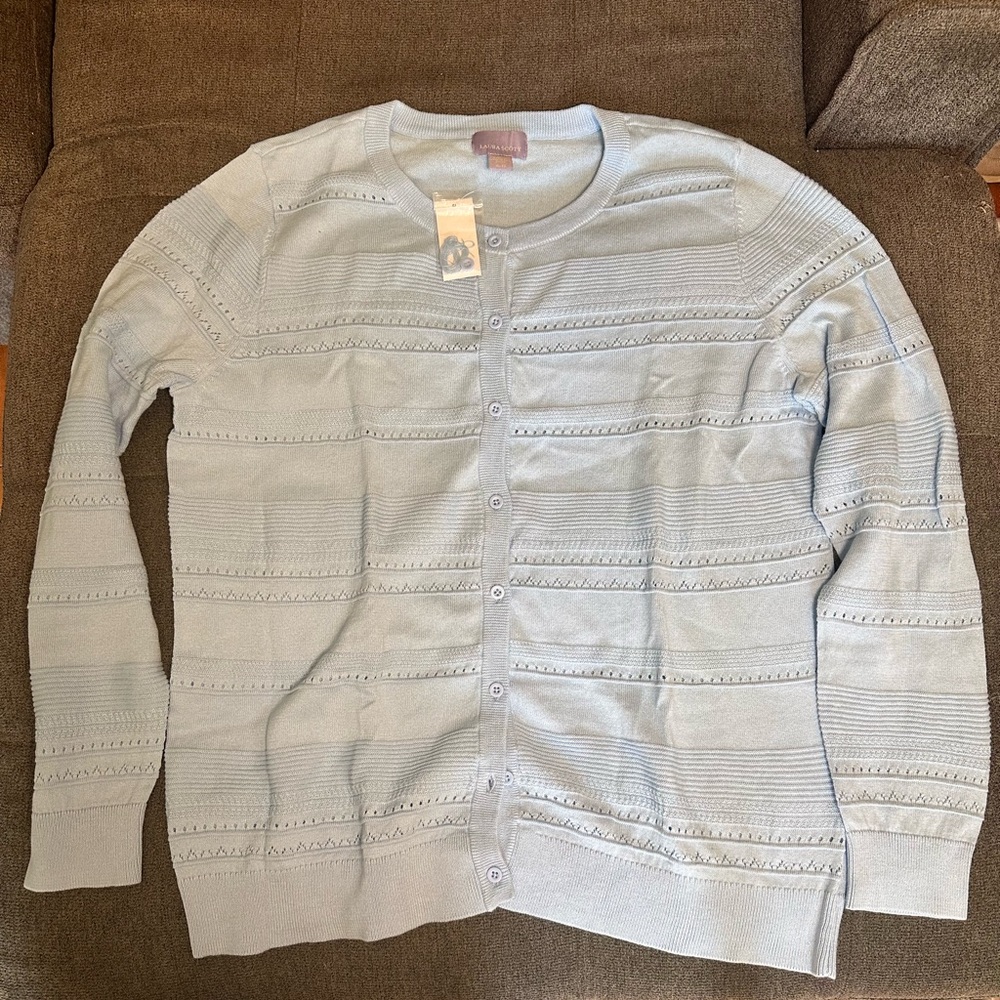 Laura Scott Blue Cardigan Sweater